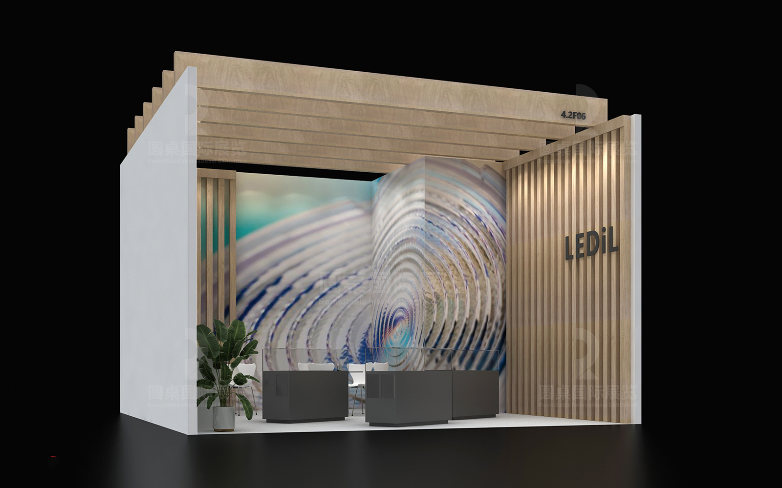 LEDil在2025年第30届广州国际照明展览会的36平展位设计搭建效果图案例 LEDil在2025年第30届广州国际照明展览会的36平展位设计搭建效果图案例